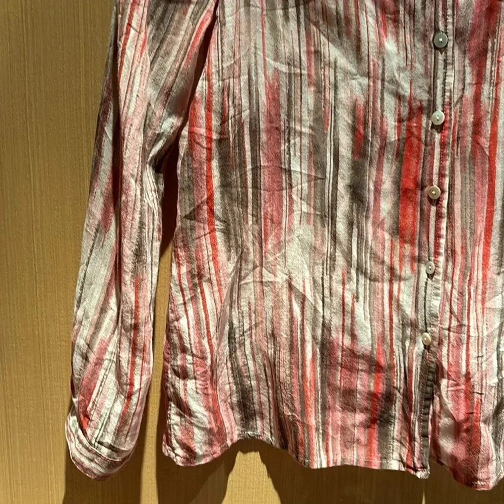 J. Jill Women's Pink Long Sleeve Button Up Silk Blend Blouse Shirt Size XS